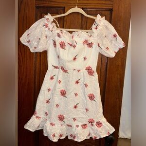 Hello Molly White and Pink Floral Mini Dress